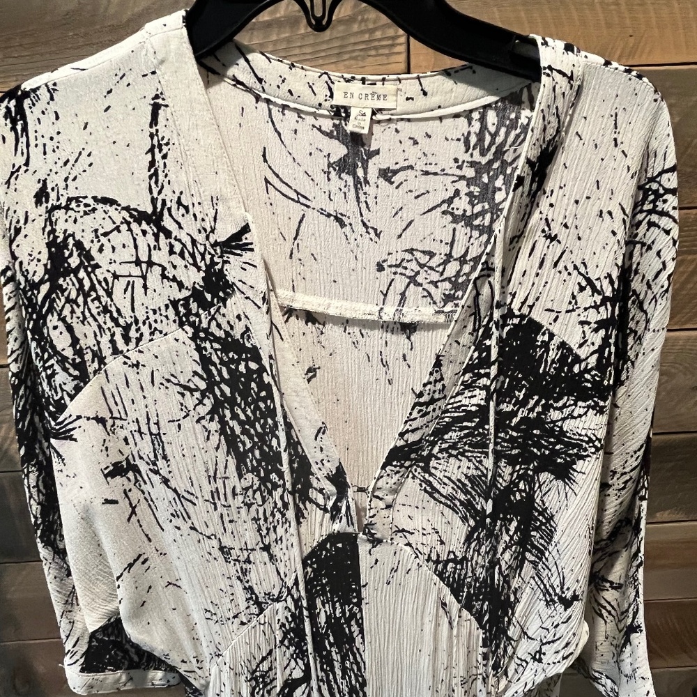 En Creme Beige and Black Dress, Size Small